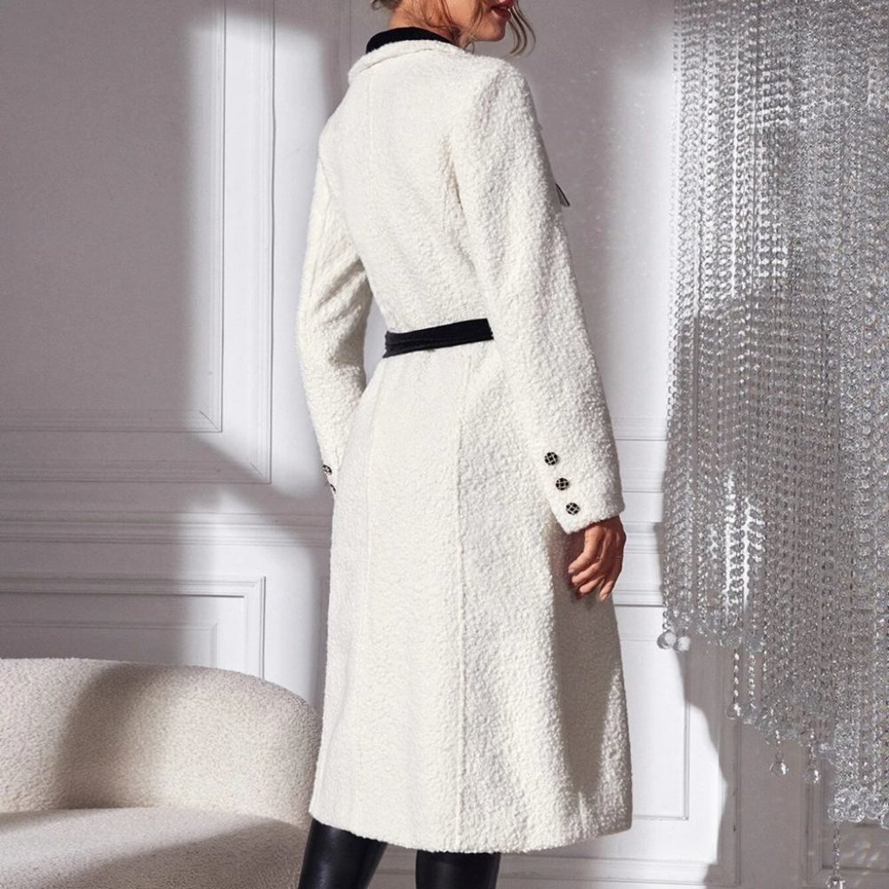 Chic Colorblock Flap Pocket Belted Overcoat - Picture 2 of 5